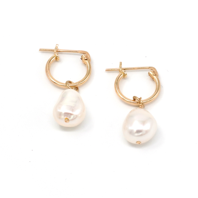 Pearl Drop Hoop Earrings